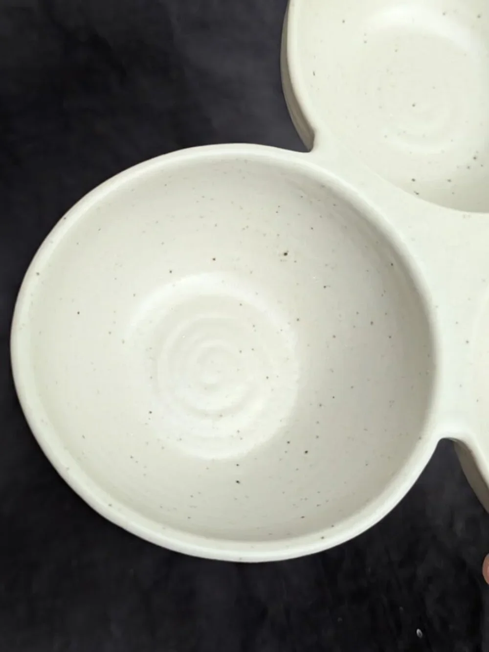 Pottery Barn Farmstead Stoneware Triple Serving Dish Nut Dish Multi Use